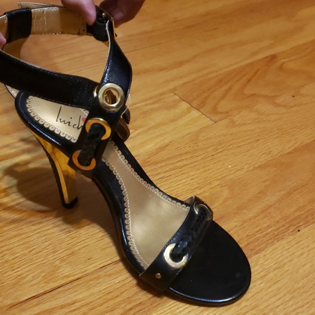 Black And Gold Sandals Used Once As Is